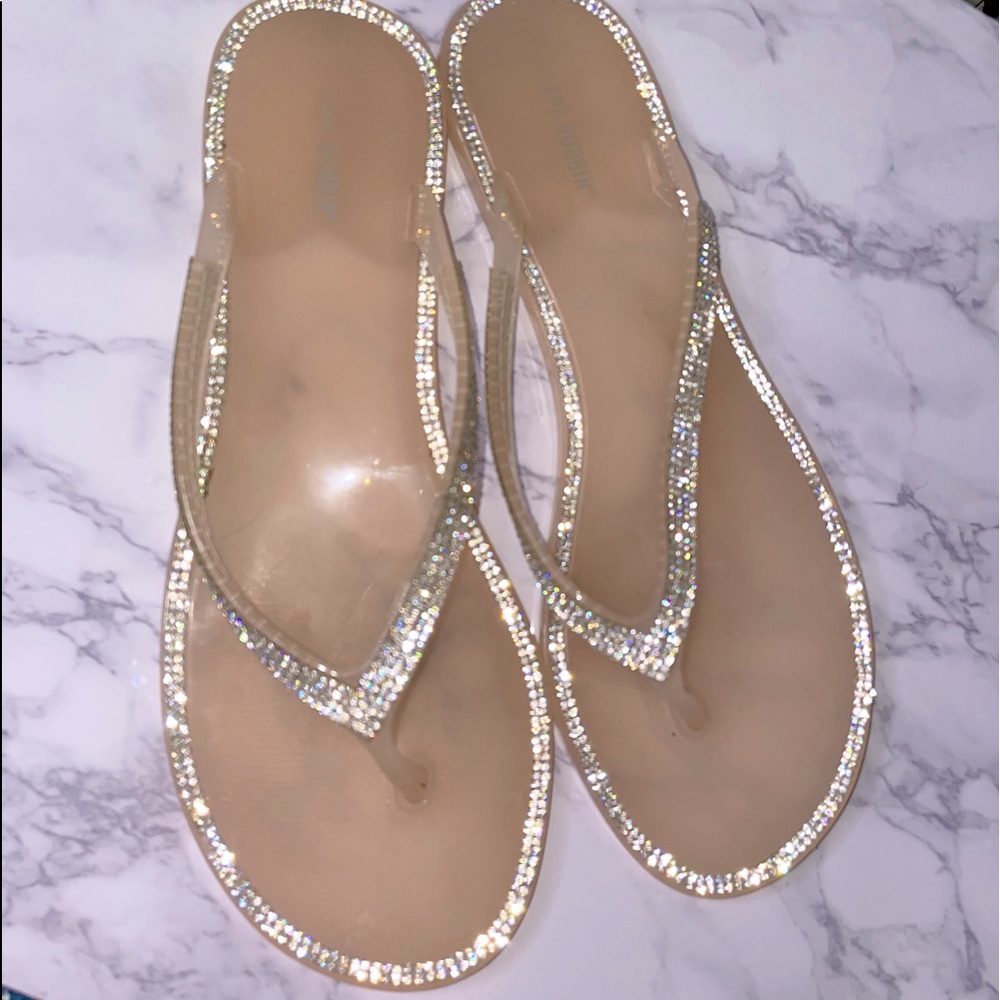Rhinestone jelly flip flops